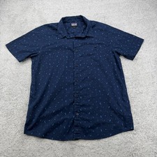 Patagonia Go To Shirt Mens Large Navy Blue Geometric Pocket Organic Cotton Blend picture