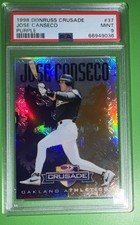 Jose Canseco 1998 Donruss Crusade /100 PSA 9 PURPLE Refractor Freshly Graded NEW picture