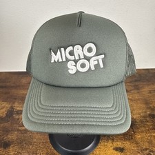 MICRO SOFT Green Embroidered Snapback Hat NWOT Rare Tech Merch Logo Cap picture