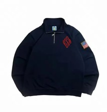 New Y2K Retro Quarterzip Pullover Hoodie JEE Embroidery Pattern Sweatshirt Top picture