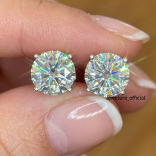 Certified D Color VVS1 Moissanite Solitaire Stud Earrings Screwback picture
