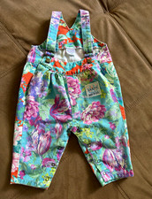 GUESS Vintage Floral Denim Overall One-Piece Romper Girls 2T Made in USA picture