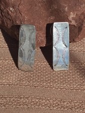 VTG Southwestern Native American  Sterling Silver Shield Earrings Signed JLR picture