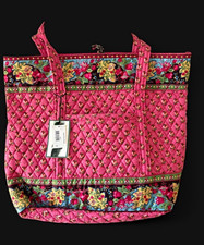 NWT SUPER RARE Vintage Retired Vera Bradley Pink Pansy Floral Quilted Tote Bag picture