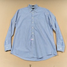 Gitman Bros Blue White Stripe Button Down Dress Shirt 16 36 Cotton 80's 2 Ply picture