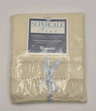 Vintage Cream Wamsutta Supercale Plus Pillowcases Scalloped Eyelet Higbees CLE picture