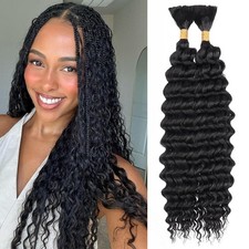 Braiding Hair for Boho Braids 18 Inch 2 Bundles Natural Black Water Wave Bulk Sy picture