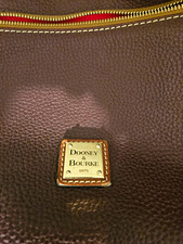 Dooney & Bourke Pebbled Brown Satchel Top Handle Zip Red Lining Pockets picture