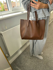 Women’s Brown Tote Bag with Brown Shoulder Straps, Solid Pattern, Tote Style picture