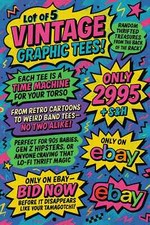 Lot of 5 Vintage Graphic T-Shirts 90s Y2K Mystery Bundle Unisex Mixed Sizes picture