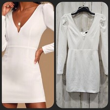LULUS Treasure Forever White Long Sleeve Bodycon Mini Dress Size SMALL**NWOT** picture