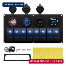 RVBOATPAT Marine Boat Switch Panel Waterproof 8 Gang 12V Rocker Switch Panel 12 picture