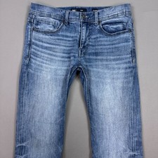 BKE Jeans Mens 32x30 Blue Aiden Buckle Denim Pants Faded Embroidered Stretch picture