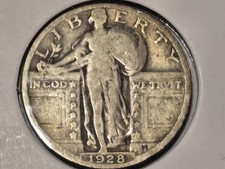 1928 Philadelphia Mint Standing Liberty Quarter 90% Silver Coin - VG picture