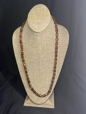 VINTAGE AMBER GLASS BEAD NECKLACE 30.5” picture