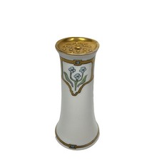 Antique Art Nouveau Hand Painted Porcelain Sugar Shaker Muffineer Gold Signed picture