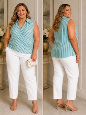 NEW Worthington Top Plus Size 3X  Sleeveless Summer Fun Colorful Stripe V Neck picture