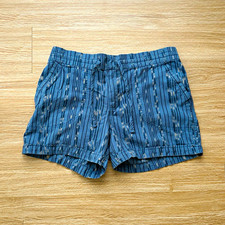 prAna Women’s Arlie Blue Stripe Organic Cotton Shorts Mid Rise Pockets Size S picture