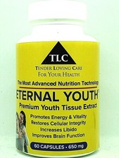 YOUNG TISSUE EXTRACT TLC ETERNAL YOUTH 650mg 60 Caps ANTI AGING FORMULA -POTENT picture
