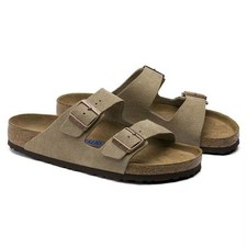 Birkenstock Arizona Soft Footbed Suede Leather Taupe Men's and Women's Sandals picture
