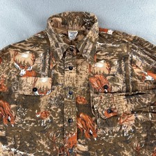 True Vintage Chamois Flannel Shirt Mens 38 Small Scenic Deer Dagger Collar 70s picture