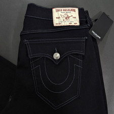 True Religion Jeans 34x30 36x30 38x30 Ricky Flap SN Relaxed Straight Rinse Black picture