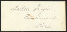 Milton Sayler d1892 signed autograph 2.5x5 cut US Representative Ohio ^ picture