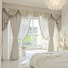 Luxury French Romantic chenille beige cloth curtain tulle valance drape C2163 picture