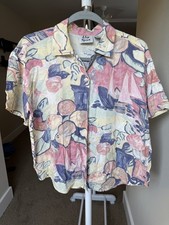 90s/Y2K VTG Pastel Watercolor Floral Print Set Size S picture