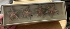 VTG Pier 1 Imports Set of 4 Gold Beaded Star Napkin Rings New In Box - Starfish picture