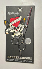 Ed Hardy Barber Shears Stainless Steel Silver Stork Shape w/ Finger Rest picture