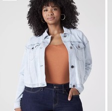 NWT Lane Bryant Cropped Denim Striped Long Sleeve Women Size 16 picture