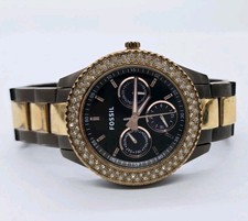 Fossil Stella Watch ES2955 Crystal Accent Bezel Multi Function Quartz  picture
