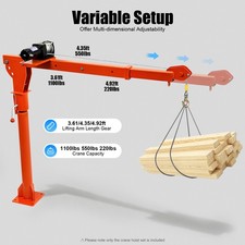 1100lbs Truck-Mounted Base Crane Hoist Lift Pickup with 12V Electric Winch New picture