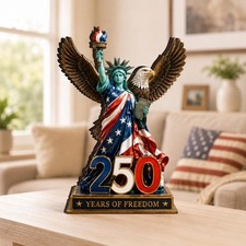 USA 250th Anniversary Statue of Liberty Wooden, 1776 2026 Patriotic Eagle Decor picture