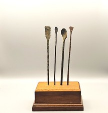 1st/2nd c. Bronze Roman Medical Tools w Wood Stand Ancient Antique picture