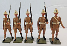 VINTAGE TOY SOLDIERS BRITISH INFANTRY BOER WAR KHAKIS VINTAGE SET OF 5 W/OFFICER picture