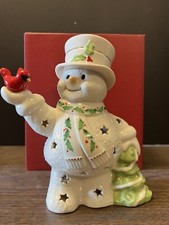 Happy Holly Days Snowman & Cardinal Lit Figurine 8