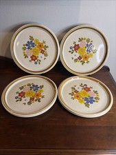 VTG Mikasa Floribunda Dinner Plate F5813 Retro 70s Japan Set Of 6 picture