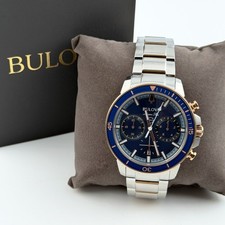 Bulova Marine Star Series C Men's Blue Dial 98B301 Chronograph Quartz Watch 45mm picture