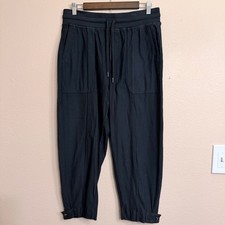 Athleta Farallon Weekender Pant Black Jogger Crop Snap Cuff Womens Medium picture