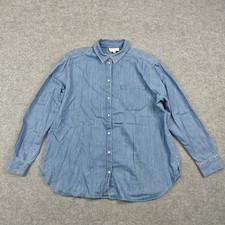 SÉZANE Button-Up Womens 36 Blue Denim 100% Cotton Relaxed Fit Chambray Casual picture
