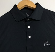 Rhoback Men's Solid Black Performance Golf Polo Shirt Size M picture