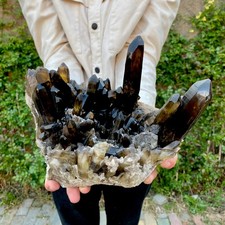 6.1LB Natural Tea black Crystal quartz Cluster Mineral Specimen Healing reiki picture