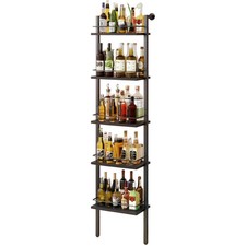 YMYNY 5-Tier Wall Mounted Floating Wine Rack Black HWR001B picture
