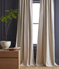 NWOT Quince Cotton Slub 48” X 96” Room Darkening Curtains Set 2 Natural Sand picture