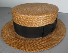 Vintage Popularity Hats Straw Boater Gondolier Quartet Hat Early Handwoven picture