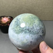 83mm Natural Polish/Rough Moss Agate Crystal ball sphere Specimen 655g A6793 picture