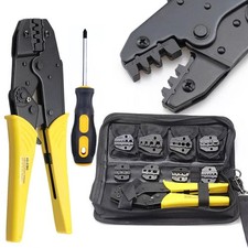 Ratcheting Crimping Tool Kit Cord End Terminals Wire Crimper Pliers 8Dies w/case picture