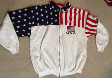 NWT USA Sportwear USA Flag Stars Track Jacket Unisex Adults XL Full Zip White picture